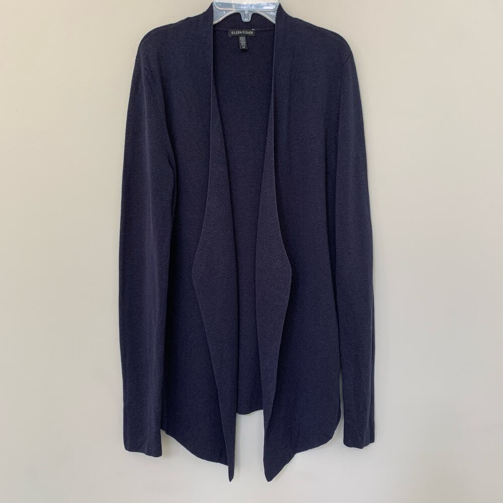 Eileen Fisher cardigan sweater open front long sleeve Tencel silk blend size S